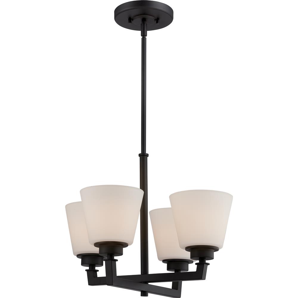 Nuvo Lighting 60/5558  Mobili - 4 Light Chandelier with Satin White Glass in Aged Bronze Finish